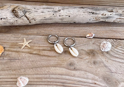 Boucles d’Oreilles Créoles Coquillage Cauri