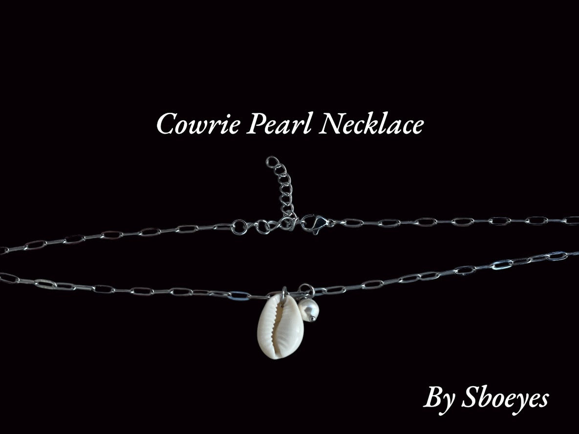 Collier coquillage Cauris & perle Swarovski 