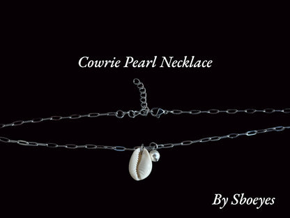 Collier coquillage Cauris & perle Swarovski 