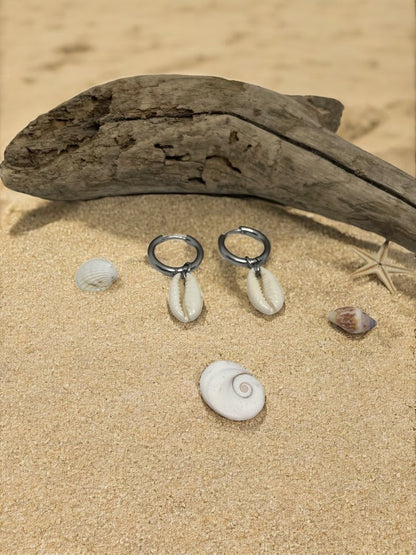 Boucles d’Oreilles Créoles Coquillage Cauri