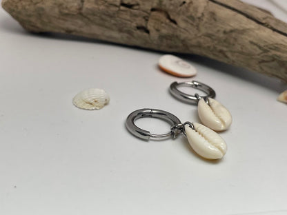 Boucles d’Oreilles Créoles Coquillage Cauri