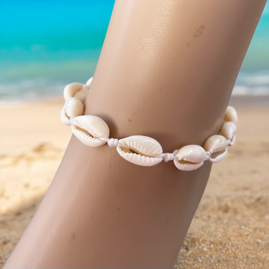 Bracelet de Cheville Coquillages Cauris - Bijou de Plage - Cadeau pour Elle 