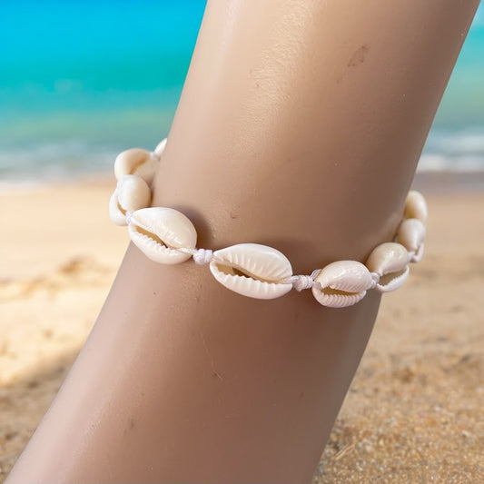 Bracelet de Cheville Coquillages Cauris - Bijou de Plage - Cadeau pour Elle 