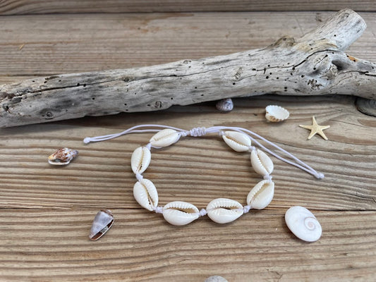 Cowrie Shell Adjustable Bracelet - Beach bracelet - Gift for Her -