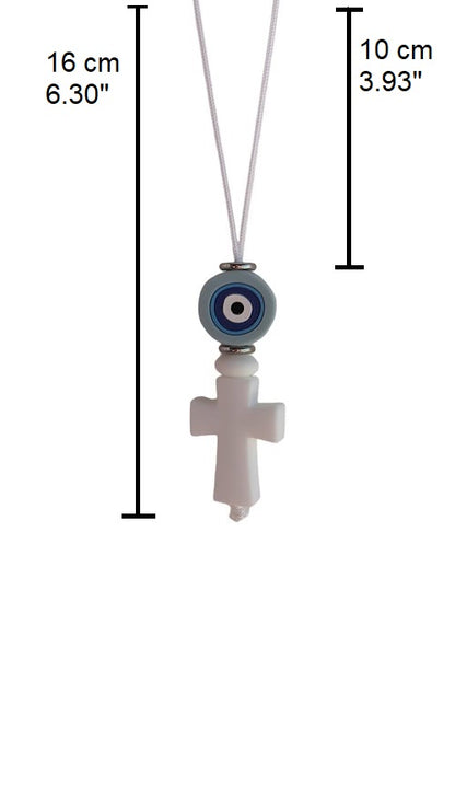 Evil Eye Cross Car Mirror Charm - New Driver Gift - Car Protection