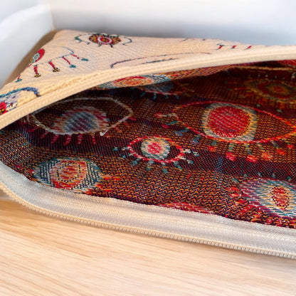 Greek Evil Eye Pouch - Jacquard Fabric Pouch - 2 sizes available - Greek Gift