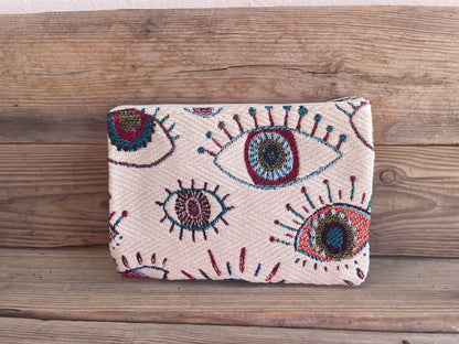 Pochette Oeil Bleu Tissus Jacquard  - Cadeau grec