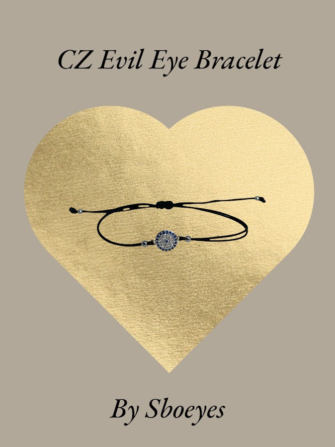 CZ Evil Eye Bracelet - Adjustable Bracelet - Protection Jewelry