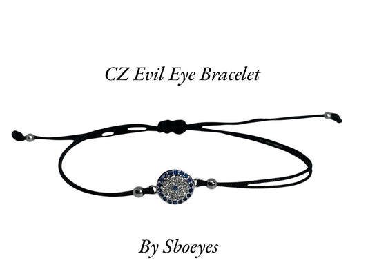 CZ Evil Eye Bracelet - Adjustable Bracelet - Protection Jewelry