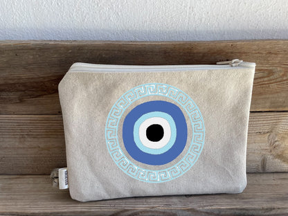 Greek Key Evil Eye Machine Embroidery Design - Digital Embroidery File