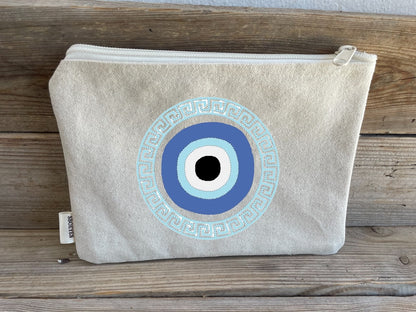 Greek Key Evil Eye Machine Embroidery Design - Digital Embroidery File