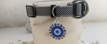 Personalized Evil Eye Dog Tag - Small Medium Dog Tag - Available in 6 Colors