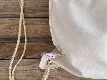 Canvas Drawstring Backpack with Embroidered Evil Eye