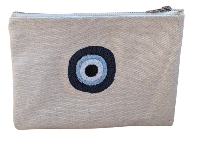 Pochette Oeil Brodé - Tissu coton -  Cadeau pour elle