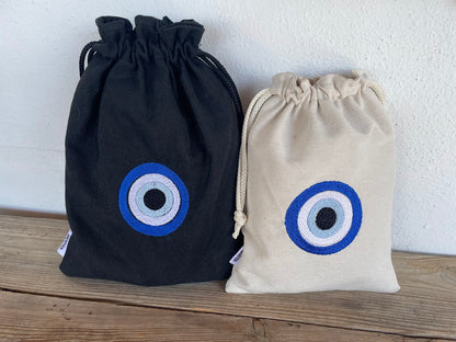 Pochette tissu oeil bleu – Souvenir grec