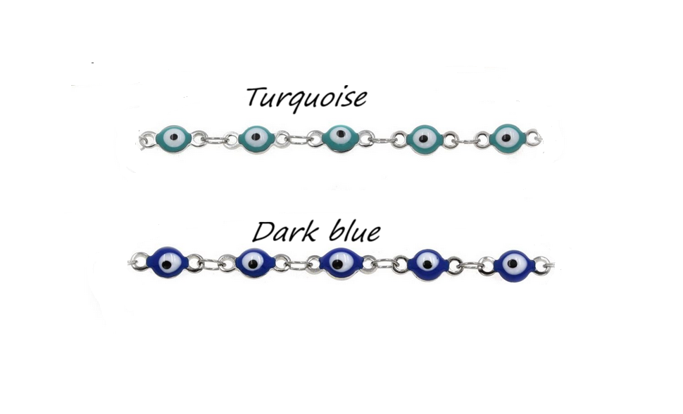Two bracelets with blue and dark blue beads on a white background