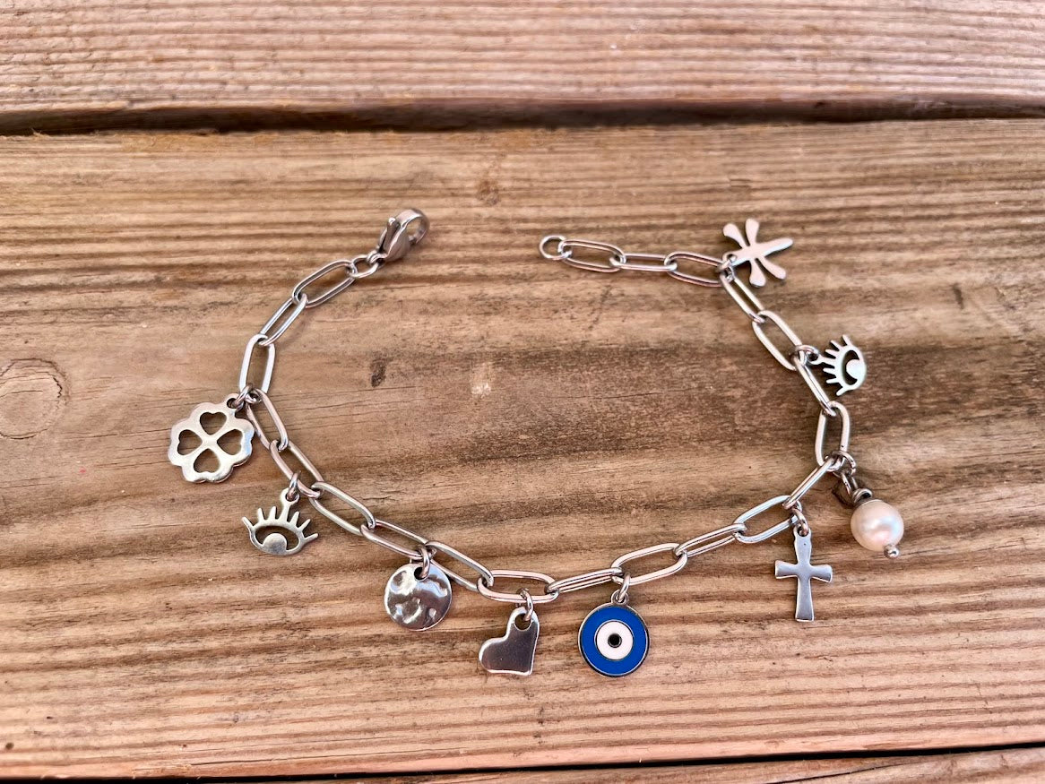 Custom Evil Eye Charm Bracelet | Create Your Own Greek Jewelry