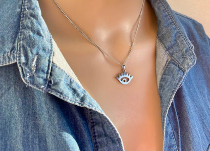 Greek Evil Eye Necklace - Stainless jewerly - Evil eye pendant - Greek Gift