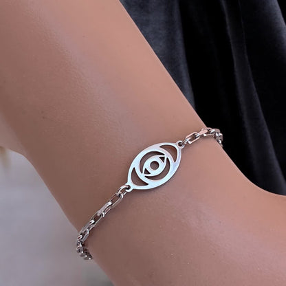 Lucky Stainless Steel Bracelet – Hamsa Hand or Evil Eye