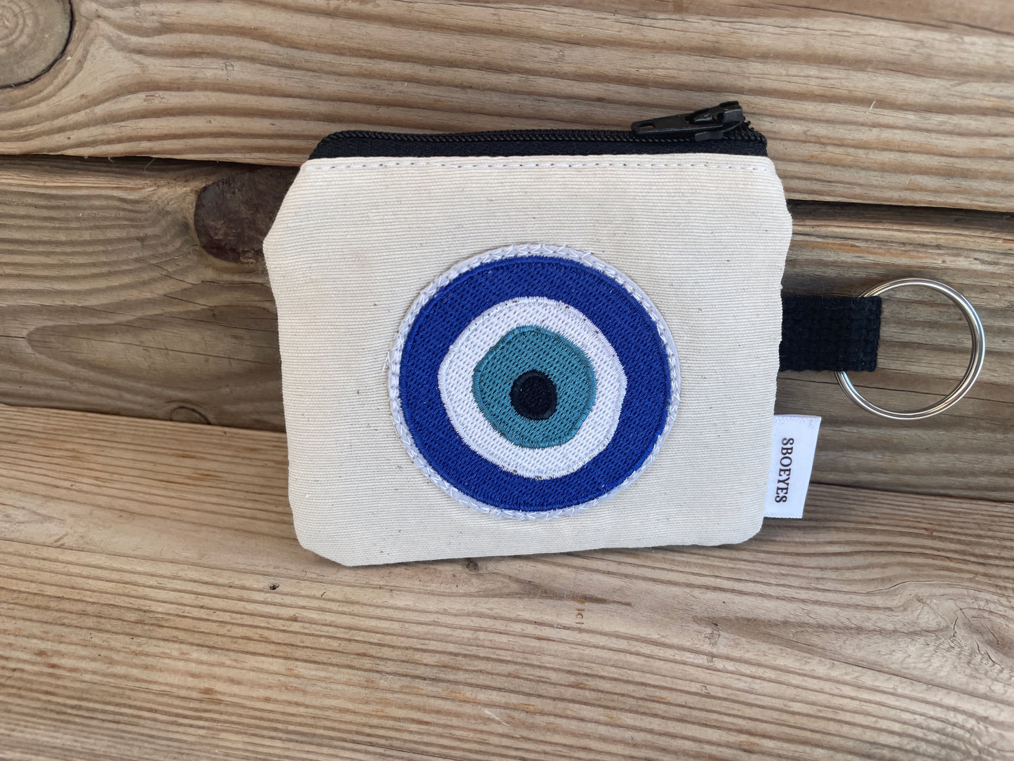 evil eye zipper pouch with keychain