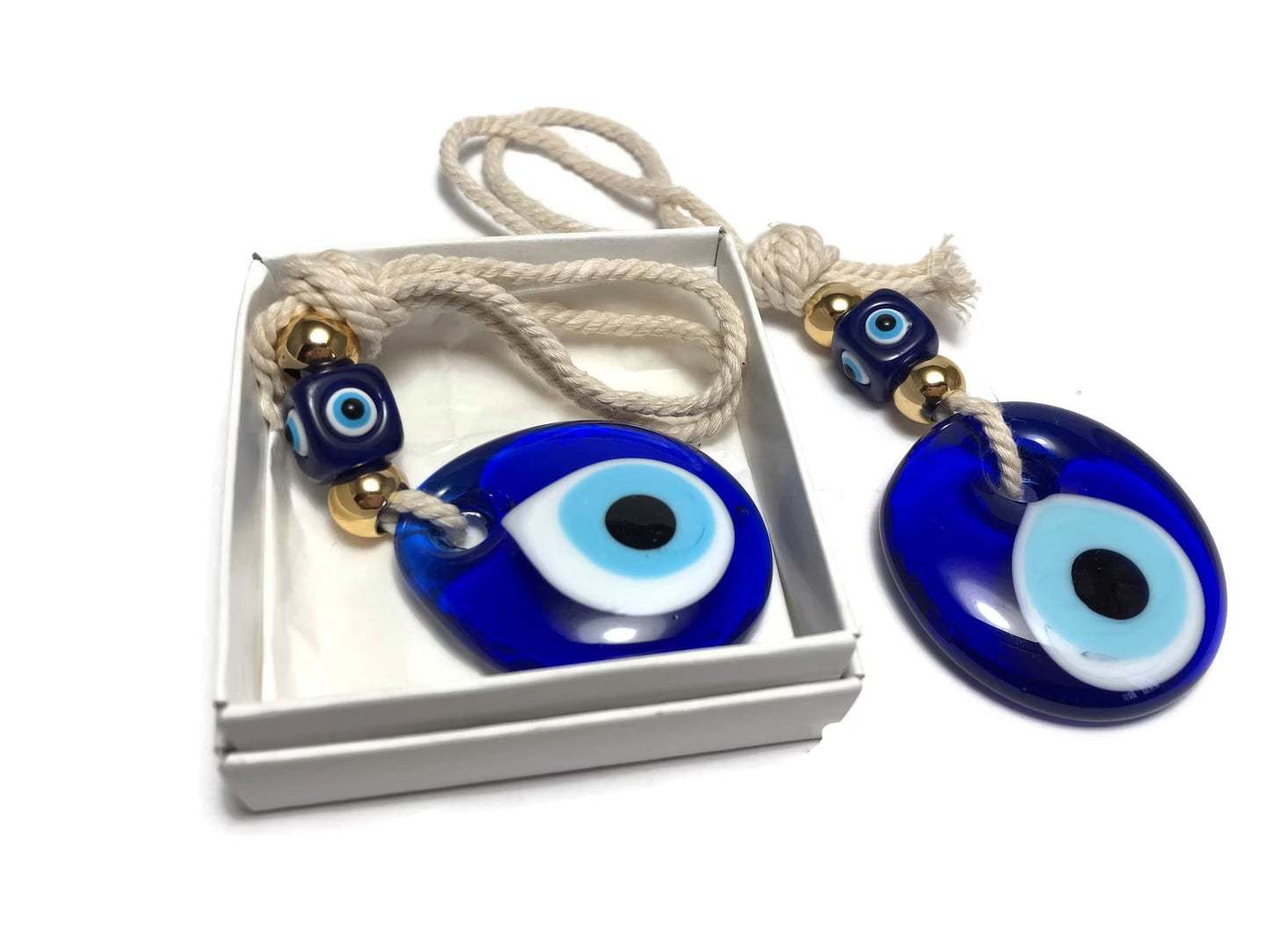Evil Eye Glass Charm - Wall Hanging - Greek Gift - House Protection