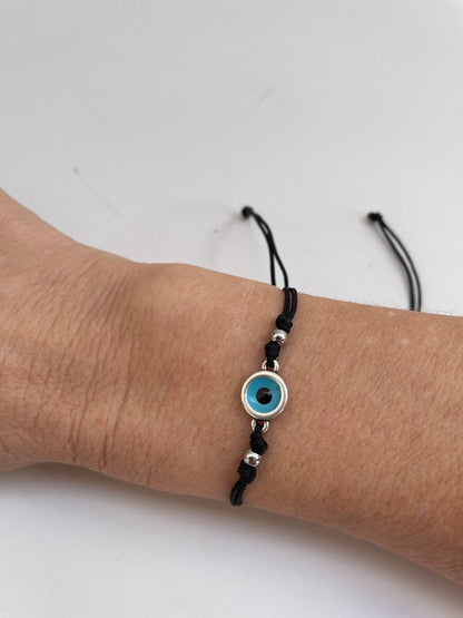 Blue Evil Eye Adjustable Bracelet - Greek Jewelry - Good Luck Bracelet