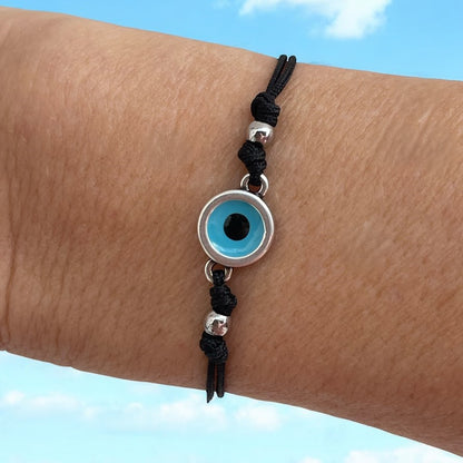 Blue Evil Eye Adjustable Bracelet - Greek Jewelry - Good Luck Bracelet