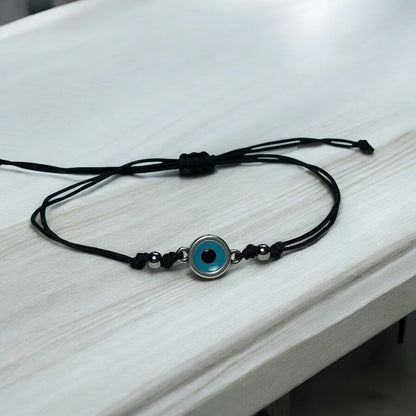 Blue Evil Eye Adjustable Bracelet - Greek Jewelry - Good Luck Bracelet