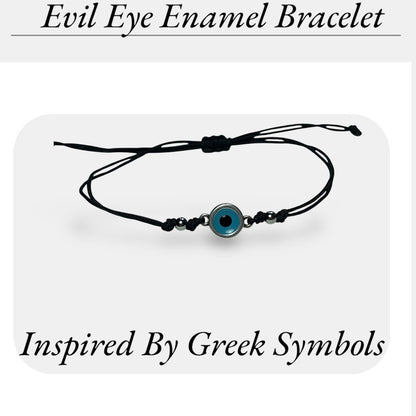 Blue Evil Eye Adjustable Bracelet - Greek Jewelry - Good Luck Bracelet