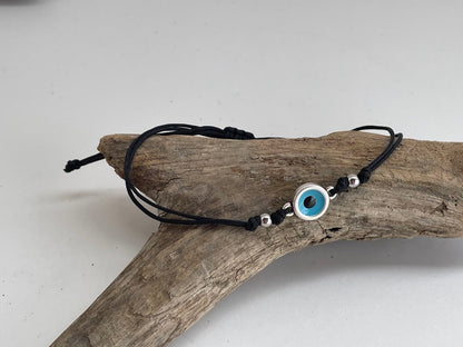 Blue Evil Eye Adjustable Bracelet - Greek Jewelry - Good Luck Bracelet