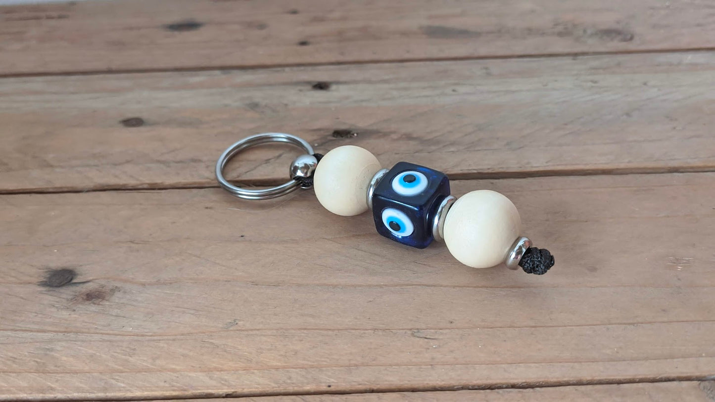 Wooden Evil Eye Keychain - Car/House Protection - Greek Gift