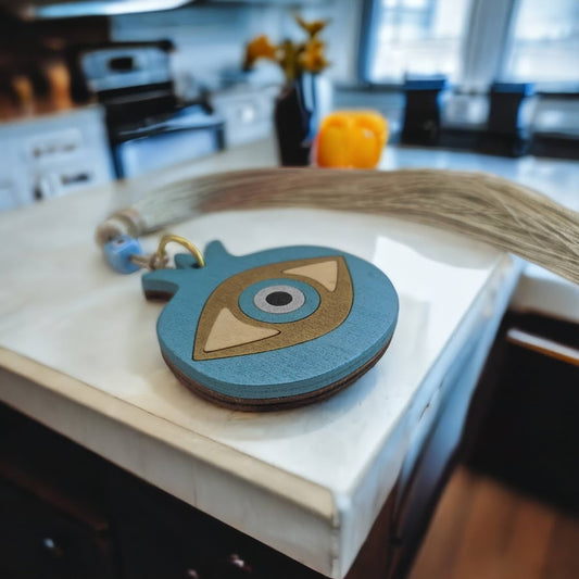 Wooden Evil Eye Table Decoration | House Protection Ornament | Gift Idea