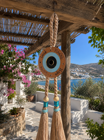 Handmade Greek Evil Eye Wall Hanging – Mediterranean Lucky Home Decor