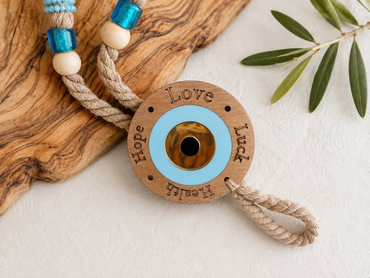 Handmade Greek Evil Eye Wall Hanging – Mediterranean Lucky Home Decor