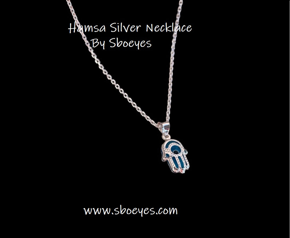 Silver evil eye hamsa necklace - Fine Jewelry