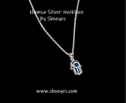 Silver evil eye hamsa necklace - Fine Jewelry