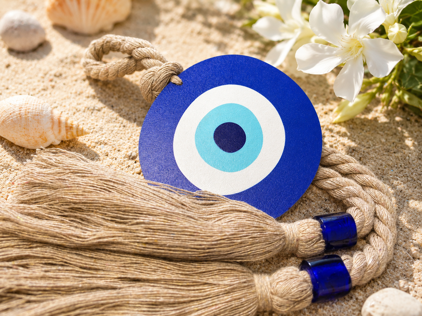 Greek Evil Eye Wall Hanging | Wooden Boho Home Decor