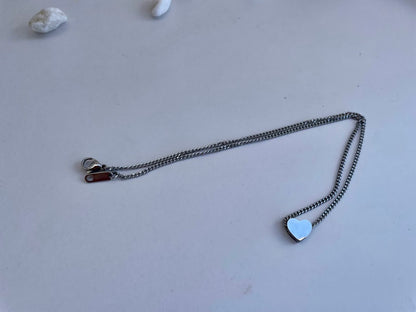 Silver Heart Necklace - Gift for Her - Stainless Steel Jewelry