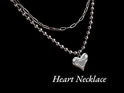 Heart necklace on ball chain necklace
