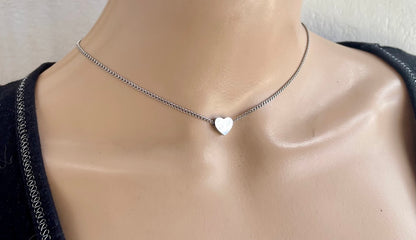 Silver Heart Necklace - Gift for Her - Stainless Steel Jewelry