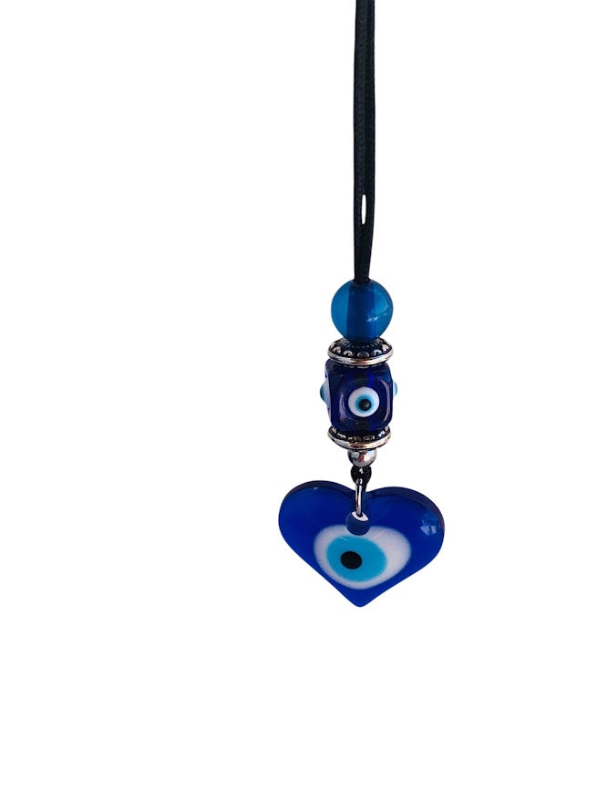 Heart Evil Eye Rearview Charm - Car Protection - New Driver Charm