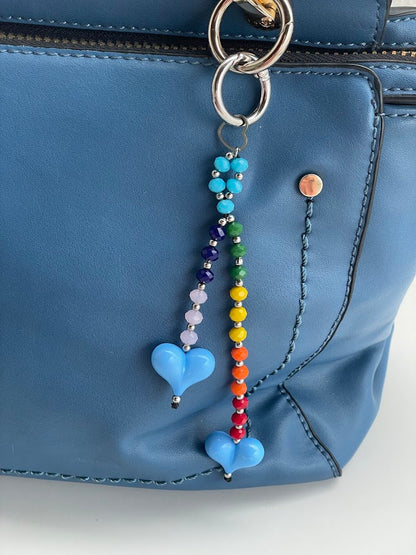 Hearts Bag Charm - Beaded Bag Charm - 9 colors to choose from