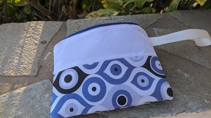 Greek Evil Eye Zipper Pouch: Cotton Canvas Souvenir