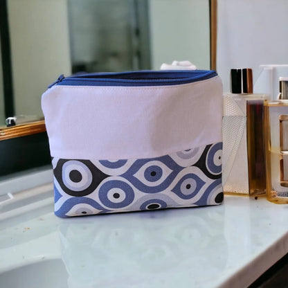 Greek Evil Eye Zipper Pouch: Cotton Canvas Souvenir