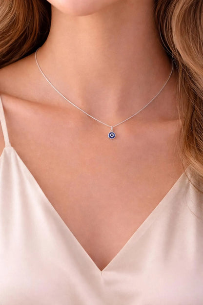 Super Tiny Evil Eye Necklace | Sterling Silver Minimalist Pendan