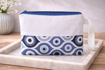 Greek Evil Eye Zipper Pouch: Cotton Canvas Souvenir