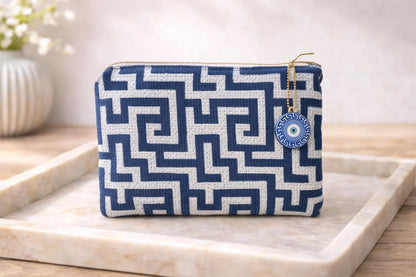 Greek Key Fabric Pouch - Available in two Colors - Greek gift