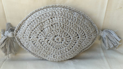 Handmade Cycladic Evil Eye Cushion – Crochet Design with Tassel Details