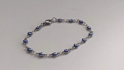 Bracelet Oeil Bleu en Acier - Bijou Grec - Cadeau pour Elle