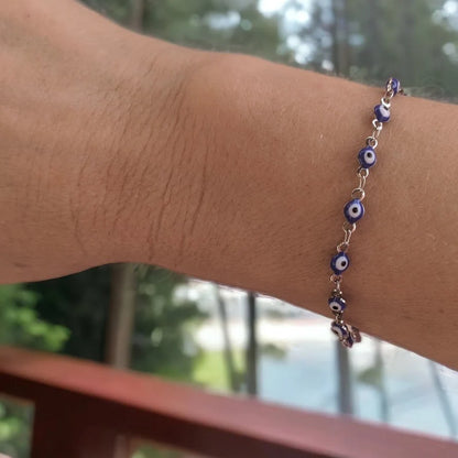 Bracelet Oeil Bleu en Acier - Bijou Grec - Cadeau pour Elle